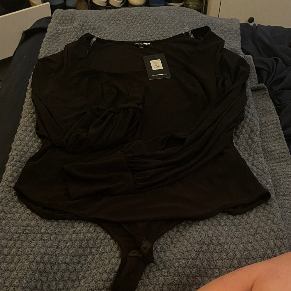 Fashion Nova Black Long Sleeve Bodysuit